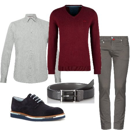 Outfit hombre - Urban #870. Estilo Urban para Todos los días. Combinación con camisas, sudaderas melange, cinturones y tirantes multicolore, zapatos elegantes, pantalone.