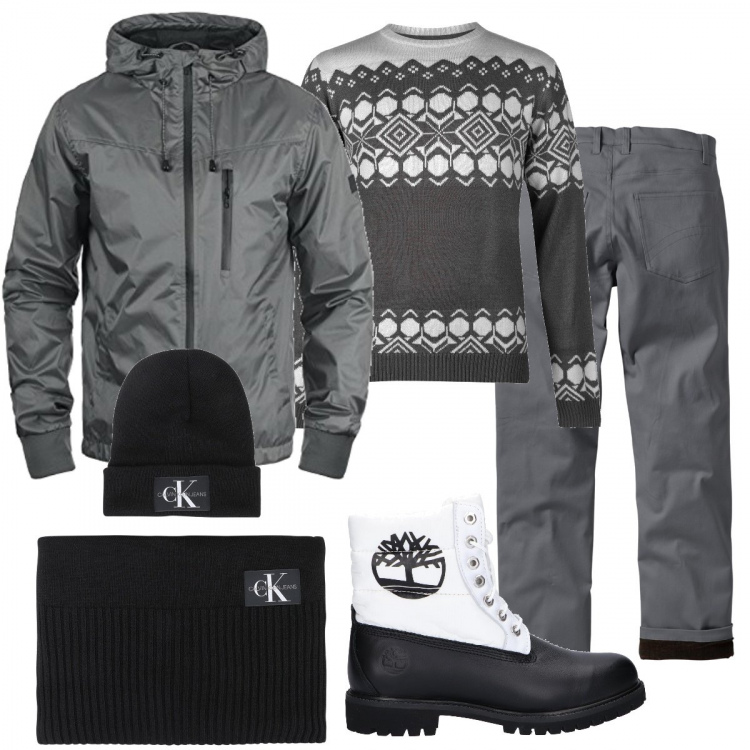 Outfit uomo - Week end in montagna. Stile Casual per Tutti i giorni. Abbinamento con pantaloni, cappello, giacche, stivali, maglia.