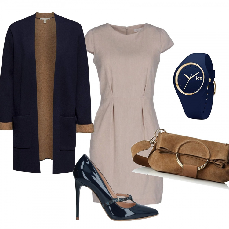 Outfit femme - Tendance #7050. Style Tendance pour Tous les jours. Assortir avec robes, pulls et cardigans, clutchs et pochettes, escarpins, montres.