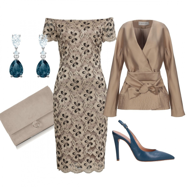Outfit femme - Chic # 1968. Style Chic pour Soirée dehors. Assortir avec robes longues, vestes, blazers et manteaux, escarpins, boucles d'oreilles, clutches.