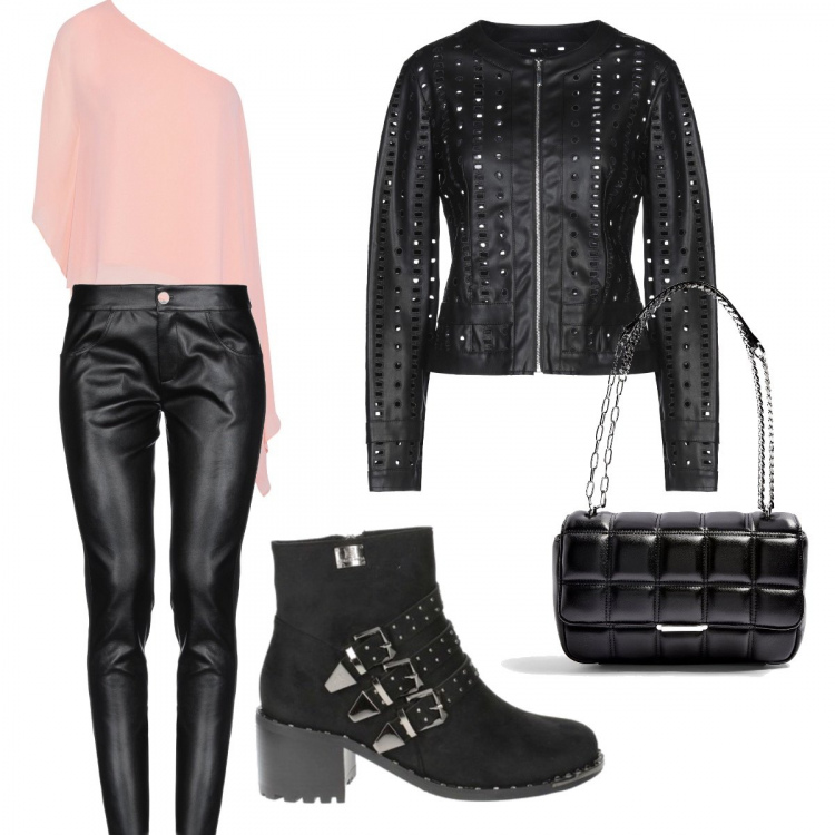 Outfit mujer - De concierto!!!. Estilo Rock para Noche/Fiesta elegante. Combinación con botines, top, abrigos, borsa a tracolla, pantalones.