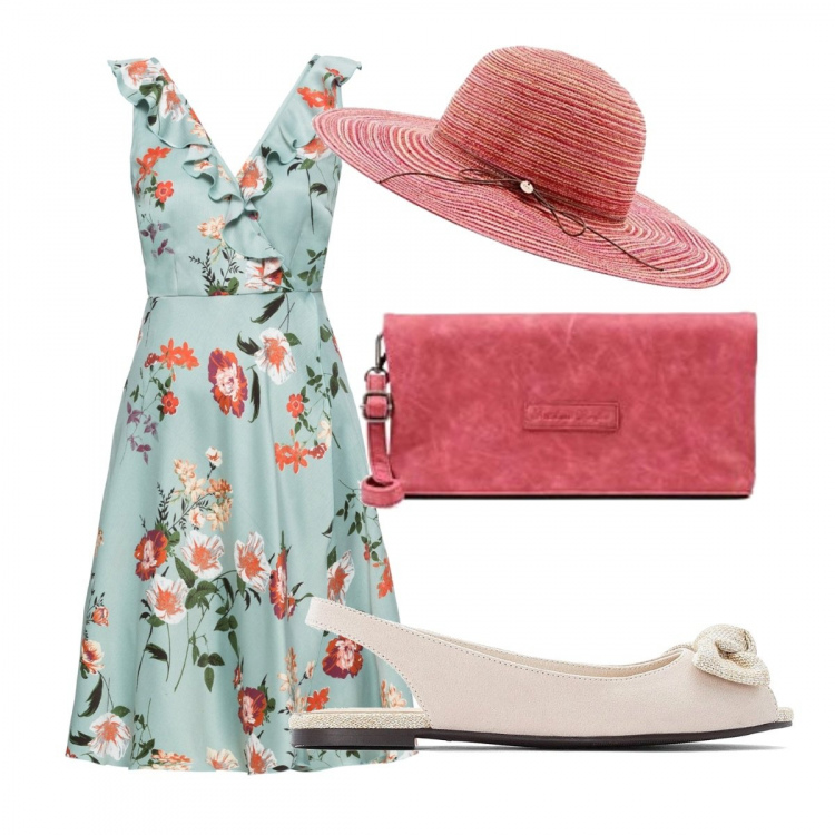 Outfit femme - Mariage champêtre. Style Basique pour Cérémonie. look idéal pour Grande. Assortir avec robes longues, ballerines et chaussures plates, chapeaux, clutchs et pochettes.