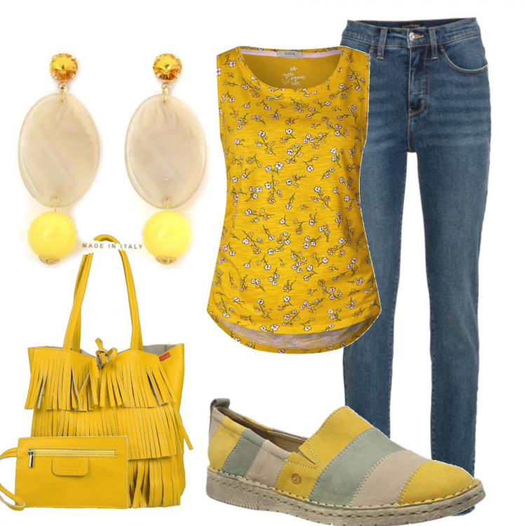 Outfit donna - Sabato mattina. Stile Urban per Tutti i giorni. Abbinamento con jeans skinny, borse a mano, orecchini, vestaglia, espadrillas.