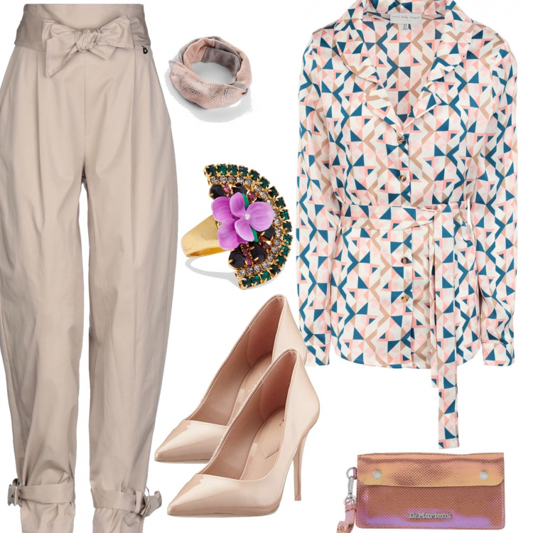 Outfit femme - Ethnique #399. Style Ethnique pour Tous les jours. look idéal pour Grande. Assortir avec snood, chemisiers, pantalon , chaussures à talons, sacs à main, bague.
