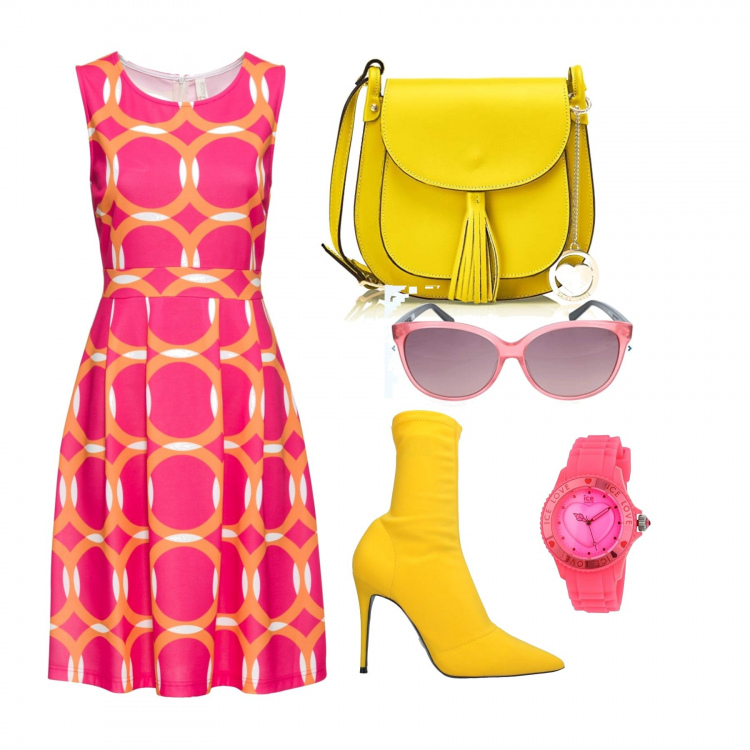 Outfit femme - Bon Ton #3679. Style Bon Ton pour Tous les jours. Assortir avec robes, sacs en bandoulière, lunettes de soleil et montures pour lunettes de vue, bottines, montres.