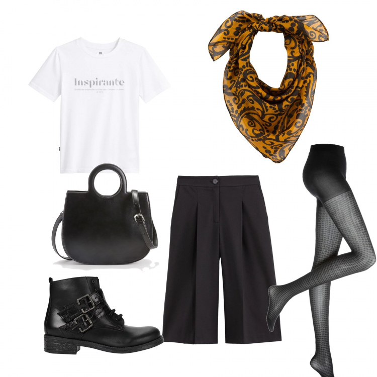 Outfit femme - Total look #448227. Style Basique pour Tous les jours. Assortir avec collants et chaussettes, pantalons longs, bottines, t-shirts et polos, sacs à main, foulards et écharpes.