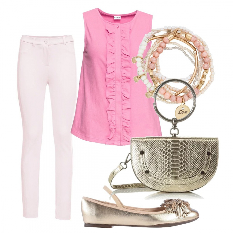 Outfit femme - Vacanciere. Style Basique pour Tous les jours. look idéal pour Grande. Assortir avec bracelets, tops et blouses, pantalon , ballerines et chaussures plates, sacs à main.
