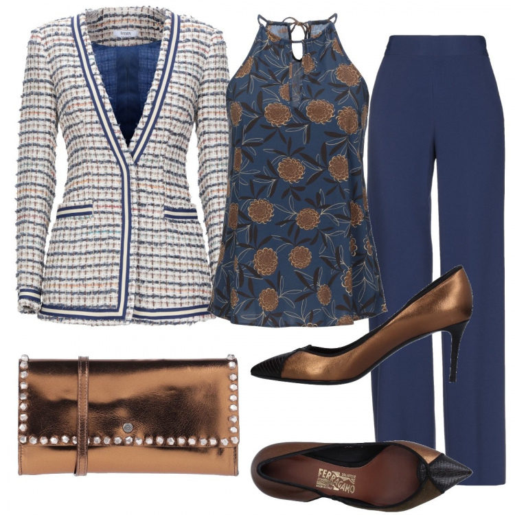 Outfit mujer - Bon Ton #3792. Estilo Bon Ton para Ceremonia. Combinación con blazers, bolsos de hombro.