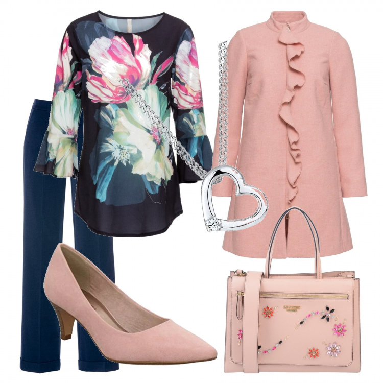Outfit donna - Bon ton curvy. Stile Bon Ton per Ufficio. Abbinamento con borse a mano, pantaloni, maglieria, pantaloni, scarpe col tacco, collana.