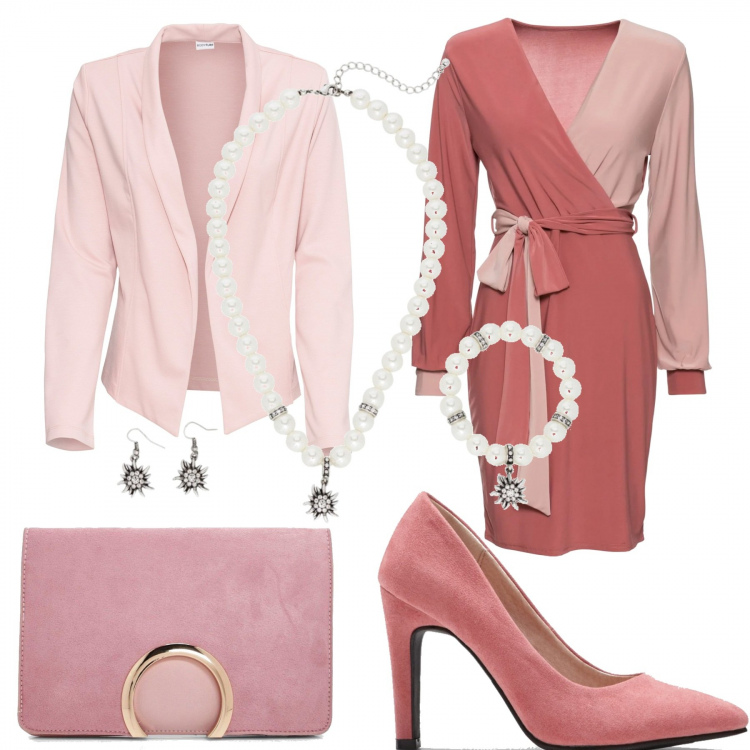 Outfit femme - Chic #5433. Style Chic pour Soirée dehors. Assortir avec pantoufles, ballerines, pulls, colliers et pendantifs, pochette.