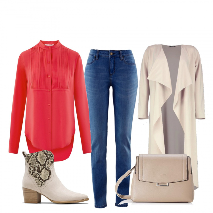 Outfit donna - Urban #4848. Stile Urban per Tutti i giorni. Abbinamento con jeans skinny, stivaletti, impermeabile, camicie, borse a spalla.