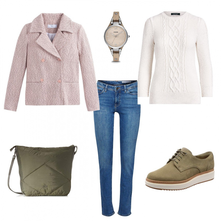 Outfit femme - Once upon a Time. Style Basique pour Tous les jours. Assortir avec mocassins et chaussures à lacets, parkas et blousons, jeans, pulls, shoppers et shopping bags, montres.