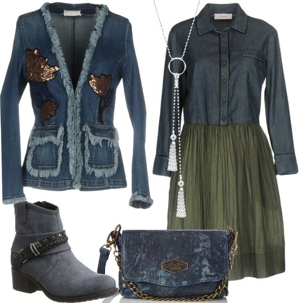 Outfit donna - Total look in denim. Stile Etnico per Tutti i giorni.