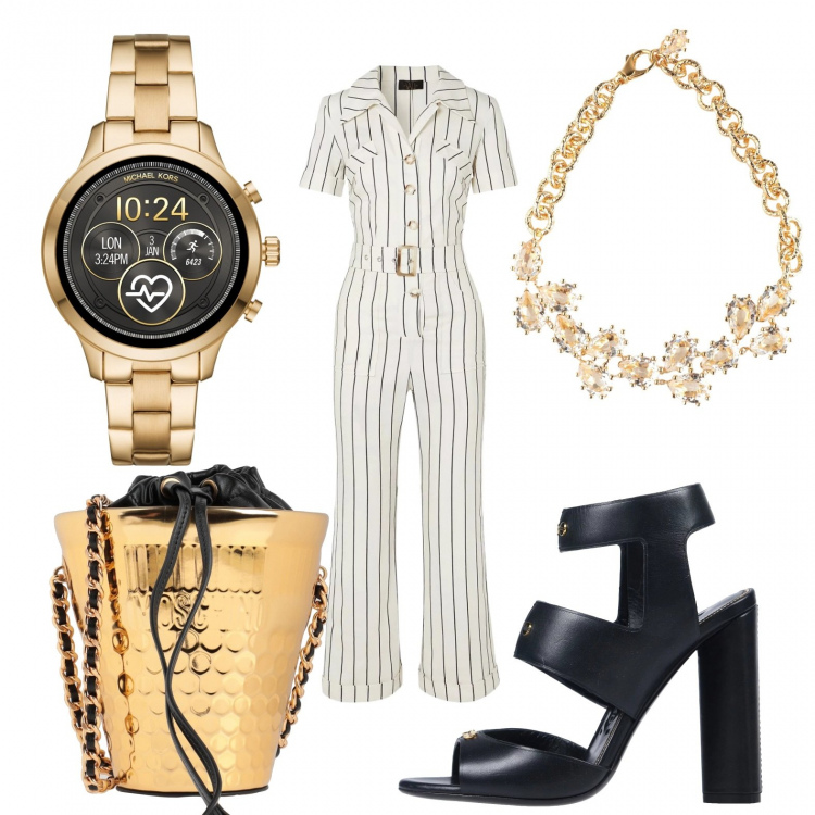 Outfit donna - I love yoox. Stile Chic per Ufficio. Abbinamento con tute, borse a spalla, orologi, sandali col tacco, collana.