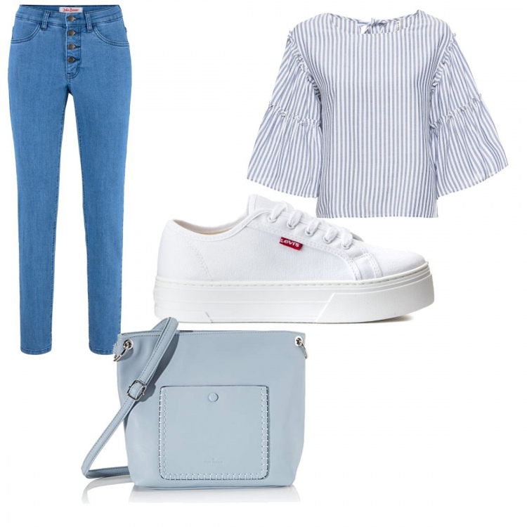 Outfit femme - Stylaxx. Assortir avec chemises, jean slim, sneakers, sacs en bandoulière.
