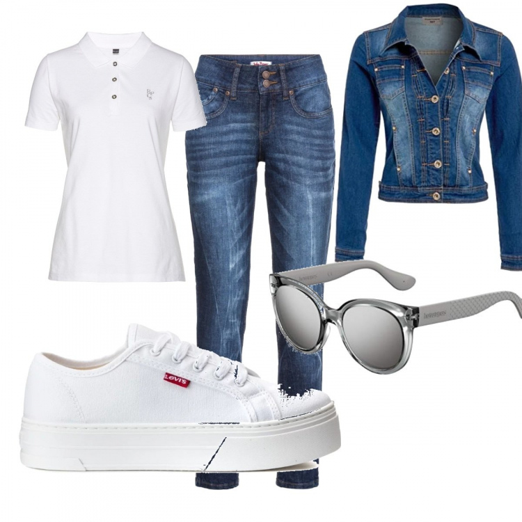 Outfit femme - Incontournable. Style Urban pour Tous les jours. Assortir avec polos, jeans, sneakers, lunettes de soleil et montures pour lunettes de vue, vestes, blazers et manteaux.