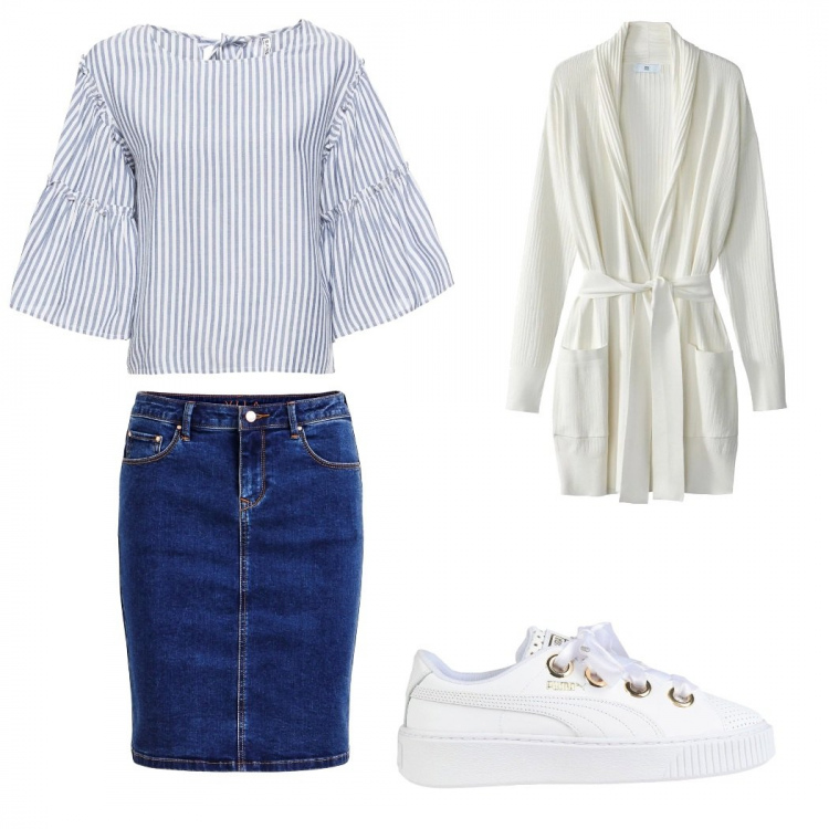 Outfit femme - Basique #6648. Style Basique Assortir avec chemises, sneakers, gilets et pulls sans manches, jupes.