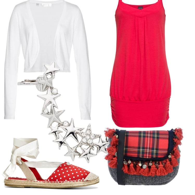 Outfit donna - Basic #6903. Stile Basic per Tutti i giorni. Abbinamento con top, espadrillas, bluse, bolero, borsa a tracolla.