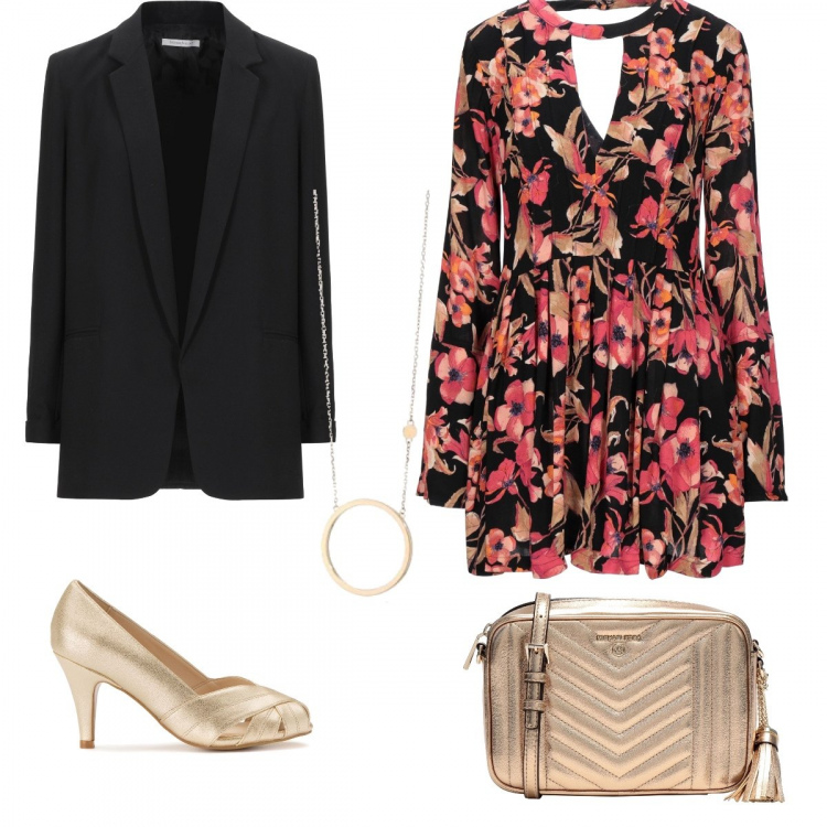 Outfit femme - Rendez-vous amoureux. Style Chic pour Soirée dehors. Assortir avec robes, sacs à bandoulière et portés à l'épaule, chaussures à talons, blazers, colliers.