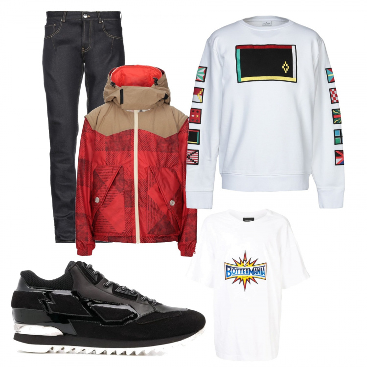 Outfit uomo - Urban #2237. Stile Urban per Tutti i giorni. Abbinamento con sneakers, t-shirt, felpa, jeans, giacche.