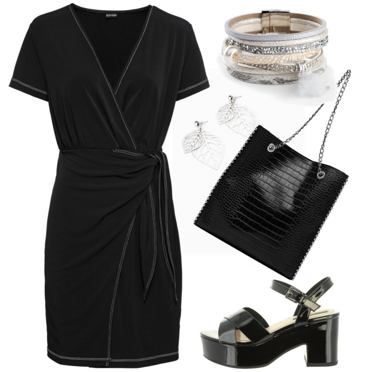 Outfit donna - Trendy #13329. Stile Trendy per Serata fuori. Abbinamento con perizomi, braccialetto, orecchini, borse tote, sandali.
