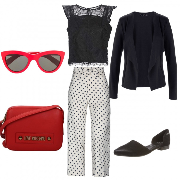 Outfit donna - Jessica Alba. Stile Trendy per Tutti i giorni. Abbinamento con blazer, pantalone lungo, borsa a tracolla, occhiali da sole, top, ballerine.