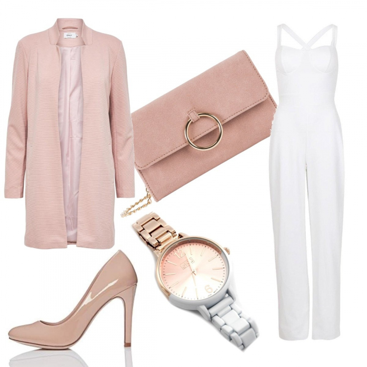 Outfit donna - Trendy #13605. Stile Trendy per Serata fuori. Abbinamento con cappotti, tuta, cappotti, orologio analogico bianco, scarpa col tacco.