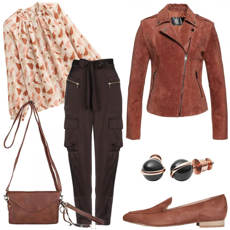 Outfit femme - Campagnarde. Style Ethnique pour Tous les jours. Assortir avec manteaux, chemises, pantalon , mocassins et chaussures à lacets, sacs à main, boucles d'oreilles.