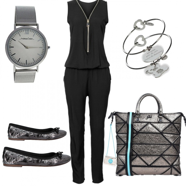 Outfit donna - Urban #6626. Stile Urban per Scuola/Università. Abbinamento con tute, borse a mano, ballerine, braccialetti, braccialetti, orologi.
