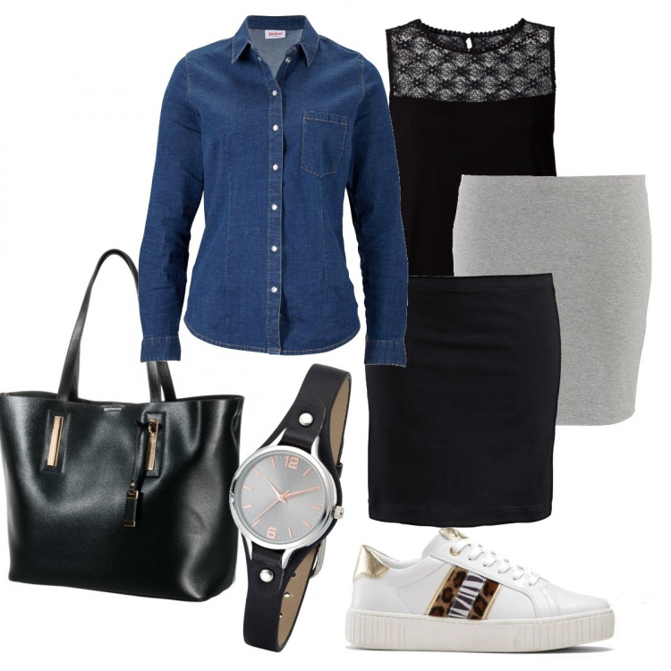 Outfit donna - Con Bonprix bella e comoda. Stile Urban per Tutti i giorni. Abbinamento con camicia, felpe, top, sneakers, camicie, shopping bag.