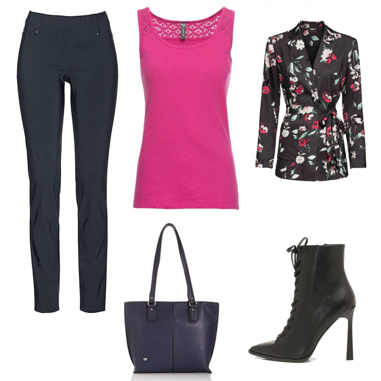 Outfit donna - Basic #8488. Stile Basic per Tutti i giorni. Abbinamento con pantaloni, jeans, top, stivali, borse tote.