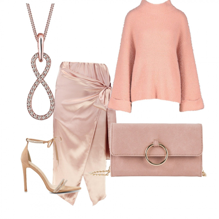 Outfit donna - Trendy #14869. Stile Trendy per Serata fuori. Abbinamento con cappotti, gonna longuette, maglione, scarpa col tacco, collana.