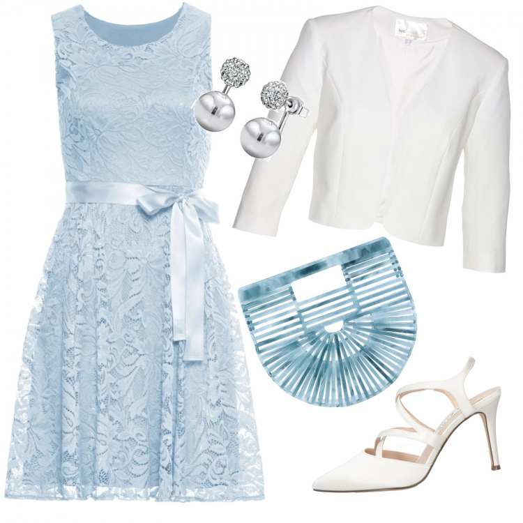 Outfit donna - Cerimonia primaverile!. Stile Bon Ton per Cerimonia. Abbinamento con décolleté, borse a mano, maglieria, vestiti, orecchini.