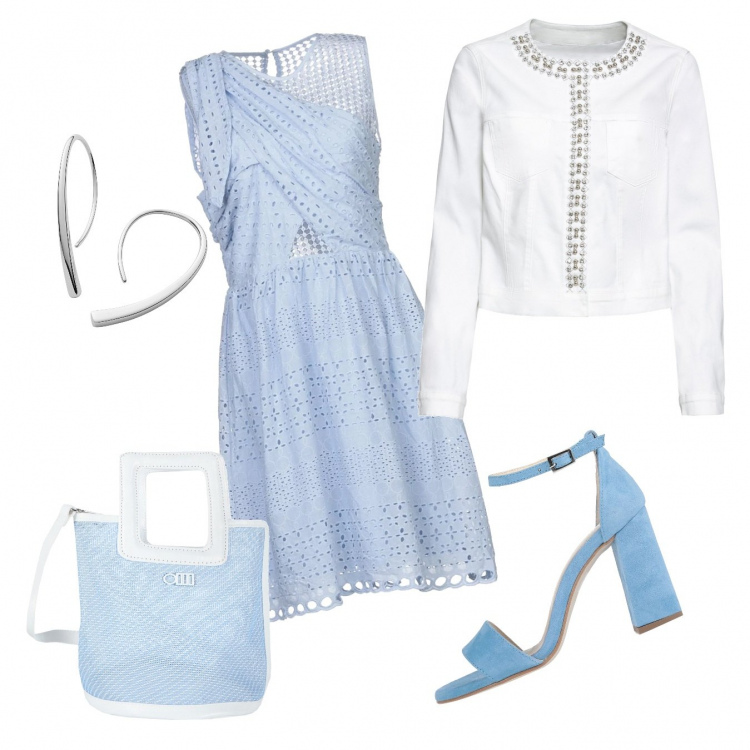 Outfit femme - Tendance dentelle. Style Tendance pour Cérémonie. Assortir avec vestes, blazers et manteaux, robes courtes, sandales à talon, boucles d'oreilles, sacs à main.