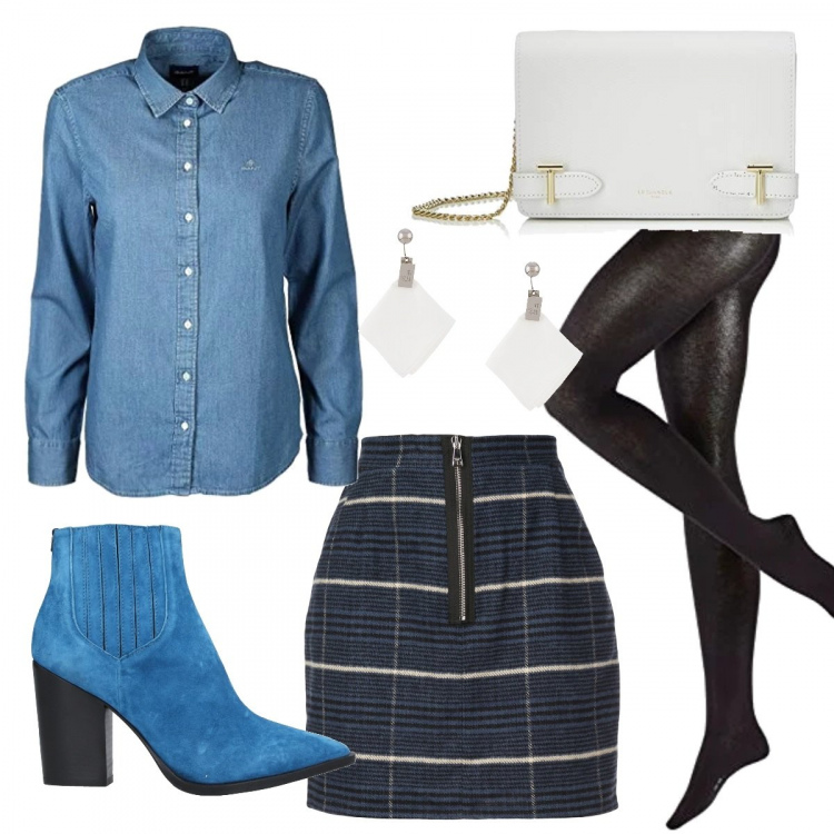 Outfit femme - Rock #2098. Style Rock pour Tous les jours. Assortir avec jupes, collants, chemises, sacs à main, bottines, boucles d'oreilles.