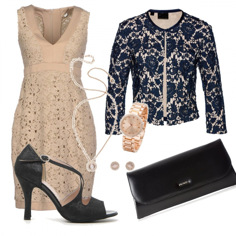Outfit donna - Amazing pizzo!. Stile Chic Abbinamento con vestiti corti, reggiseni push-up, orecchini, borse a mano.