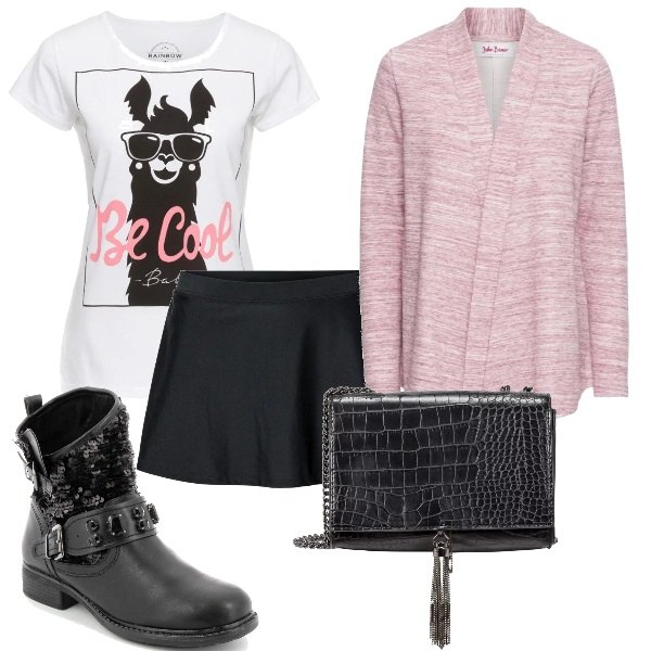 Outfit donna - La t-shirt bianca. Stile Trendy per Tutti i giorni. Abbinamento con gonne.
