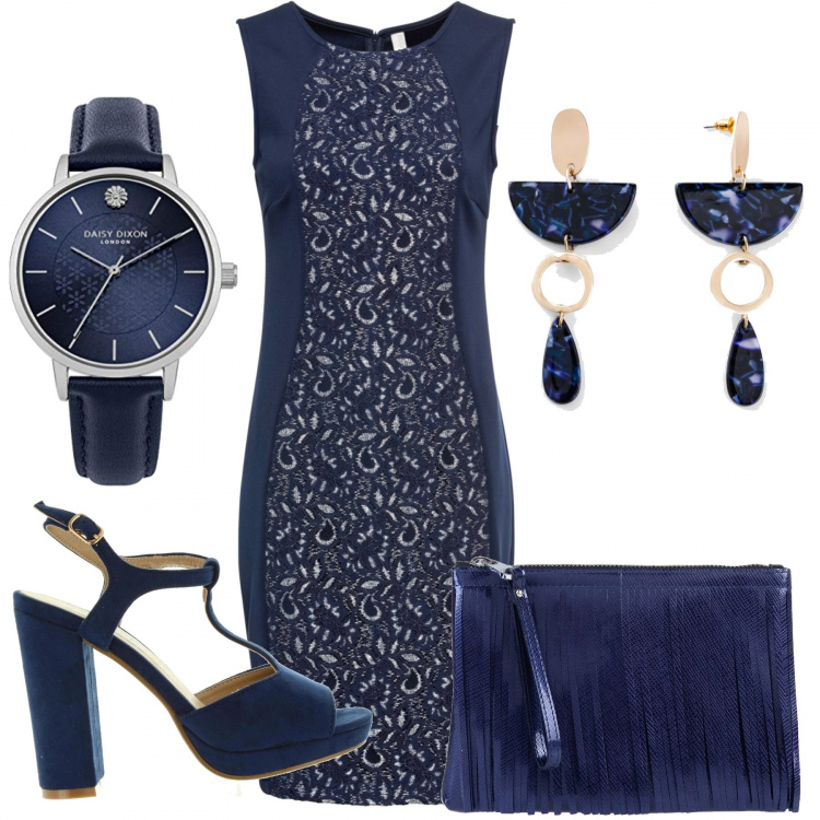 Outfit donna - Chic #8982. Stile Chic per Serata fuori. Abbinamento con borse a mano, vestiti, orecchini, sandali, orologi analogici.