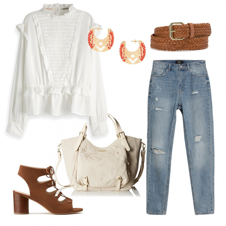 Outfit femme - Baba flow. Style Ethnique pour Tous les jours. Assortir avec jean déchiré, sandales, sabots, mules et tongs tendance, chemises, shoppers et shopping bags, ceintures et bretelles, boucles d'oreilles.