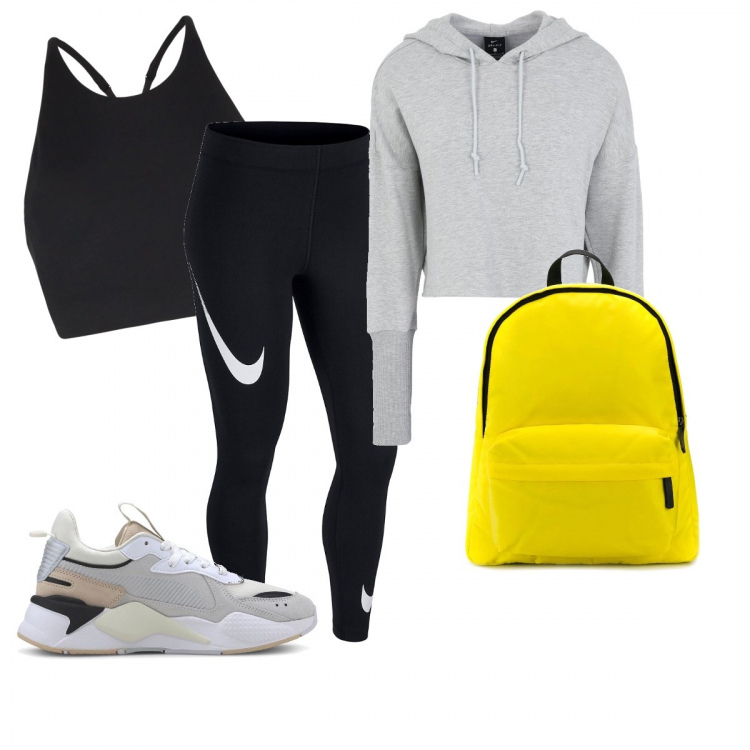 Outfit femme - Sport en couleur. Style Tendance pour Sport. Assortir avec leggings et jeggings, sneakers, soutiens-gorge, sweats, sacs-à-dos.