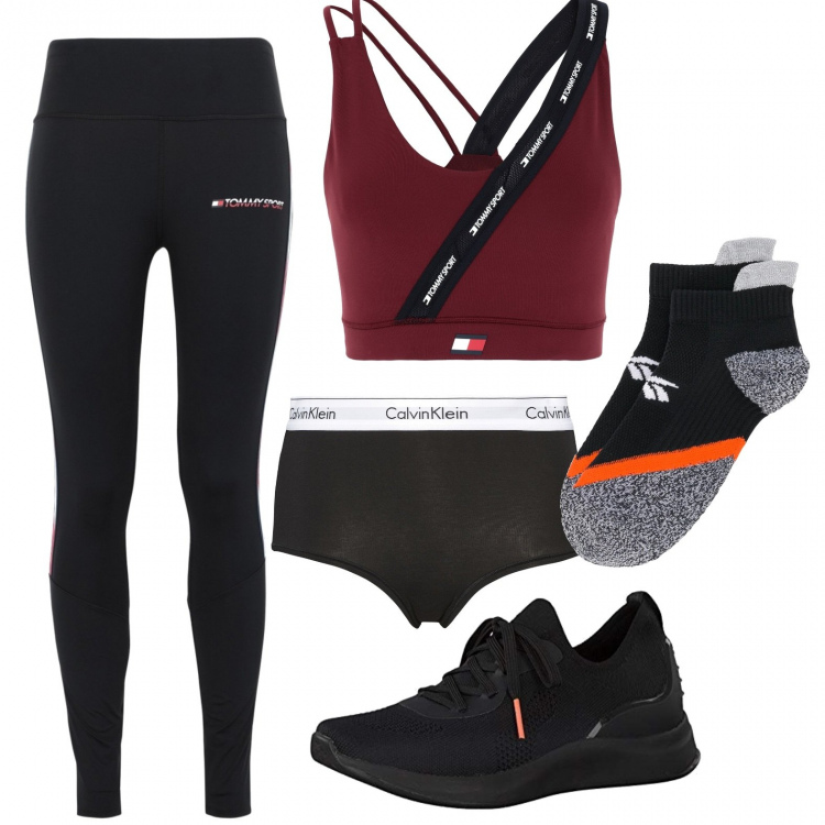 Outfit femme - Fitness maison. Style Bon Ton pour Sport. Assortir avec tops et blouses, sneakers, leggings et jeggings, slips, strings et culottes, collants et chaussettes.