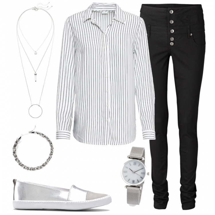 Outfit femme - Téléconférence chic dans mes chaussons. Style Chic pour Bureau. Assortir avec pantalon , pantoufles, pantalon , robes longues, colliers et pendantifs, colliers.