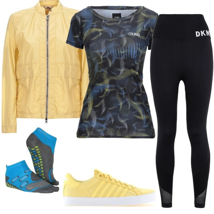 Outfit mujer - Fitness. Estilo Basic para Todos los días. Combinación con sneakers, calza, leggings, camiseta, abrigos.