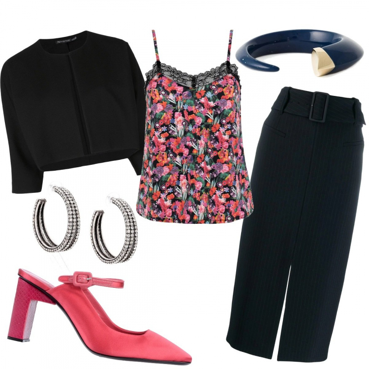 Outfit femme - Bon Ton #8267. Style Bon Ton pour Bureau. Assortir avec maillots et débardeurs, jupes, escarpins, blazers, bracelets, boucles d'oreilles.