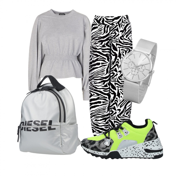 Outfit donna - Urban #8498. Stile Urban per Sport. Abbinamento con pantaloni a palazzo, pantaloni skinny, sneakers, zaini, felpa.