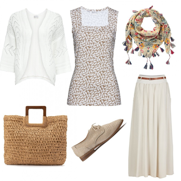 Outfit femme - Bon Ton #8640. Style Bon Ton pour Tous les jours. Assortir avec jupes longues, tops et blouses, pulls et cardigans, foulards, mocassins et chaussures à lacets, sacs à main.