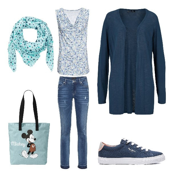 Outfit femme - Basique #11056. Style Basique pour Tous les jours. Assortir avec tops et blouses, jean skinny, gilets, sac cabas, foulards et écharpes, sneakers.
