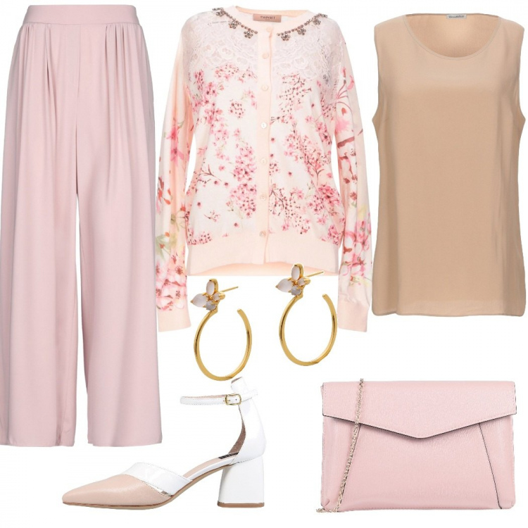 Outfit femme - Élégance Douce et Confortable. Style Bon Ton pour Tous les jours. Assortir avec pantalon , gilets, sacs à main, sandales, sabots, mules et tongs tendance, tops et blouses, boucles d'oreilles.