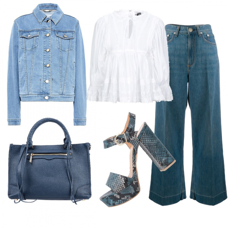 Outfit femme - Duo de jeans. Style Tendance pour Tous les jours. Assortir avec chemises, jeans, sandales en cuir, sacs à main, manteaux, trenchs et éco-fourrures.
