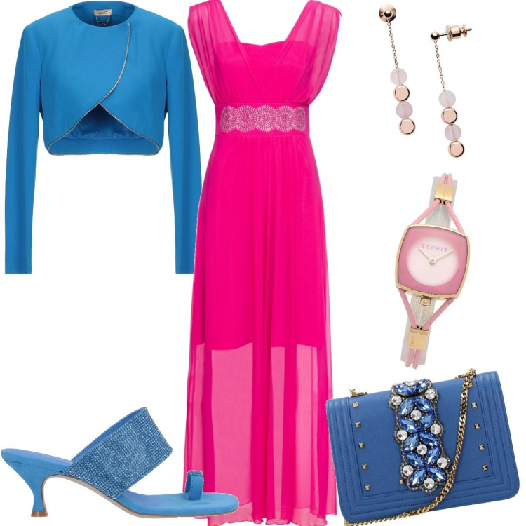 Outfit donna - Pochette con strass. Stile Chic per Cerimonia. Abbinamento con infradito, blazer, orologi, orecchini, vestiti, borse a spalla.